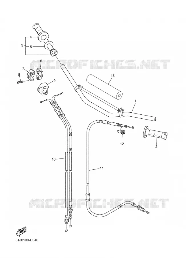 GUIDON ET CABLES Yamaha MOTO 450 2005 WRF  WR450FT