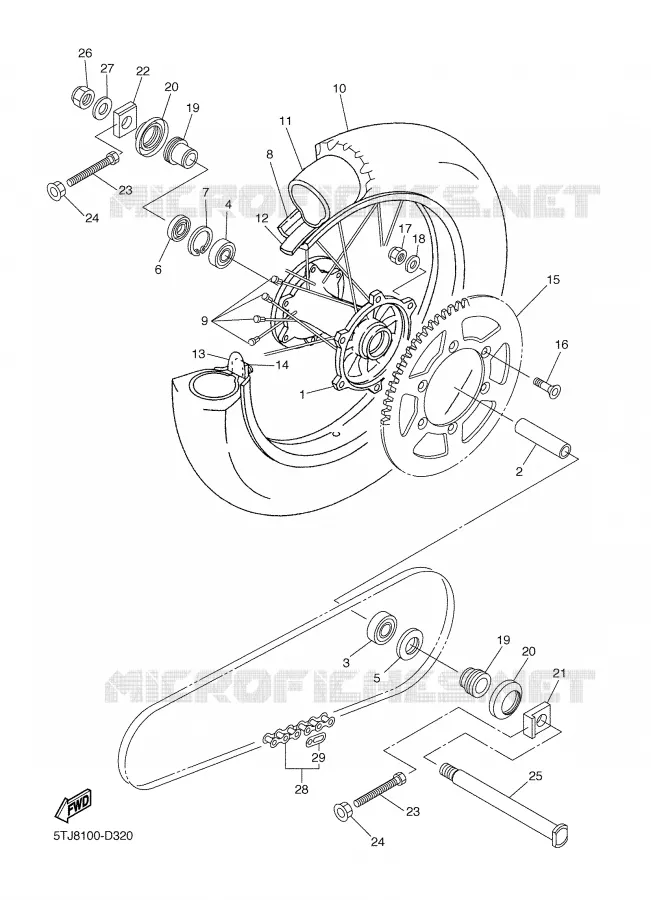 ROUE ARRIERE Yamaha MOTO 450 2005 WRF  WR450FT