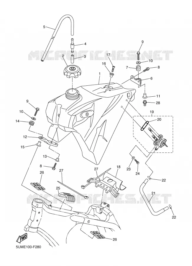 RESERVOIR A ESSENCE Yamaha MOTO 450 2007 WRF  WR450FW