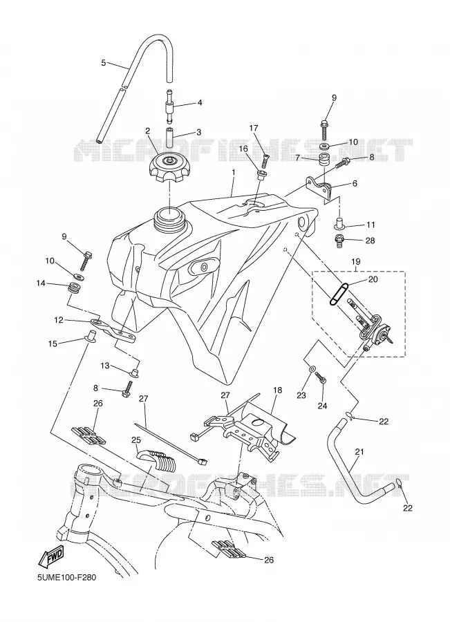 RESERVOIR A ESSENCE Yamaha MOTO 450 2007 WRF  WR450FW