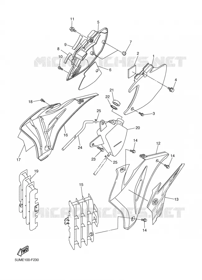 COUVERCLE LATERAL Yamaha MOTO 450 2007 WRF  WR450FW