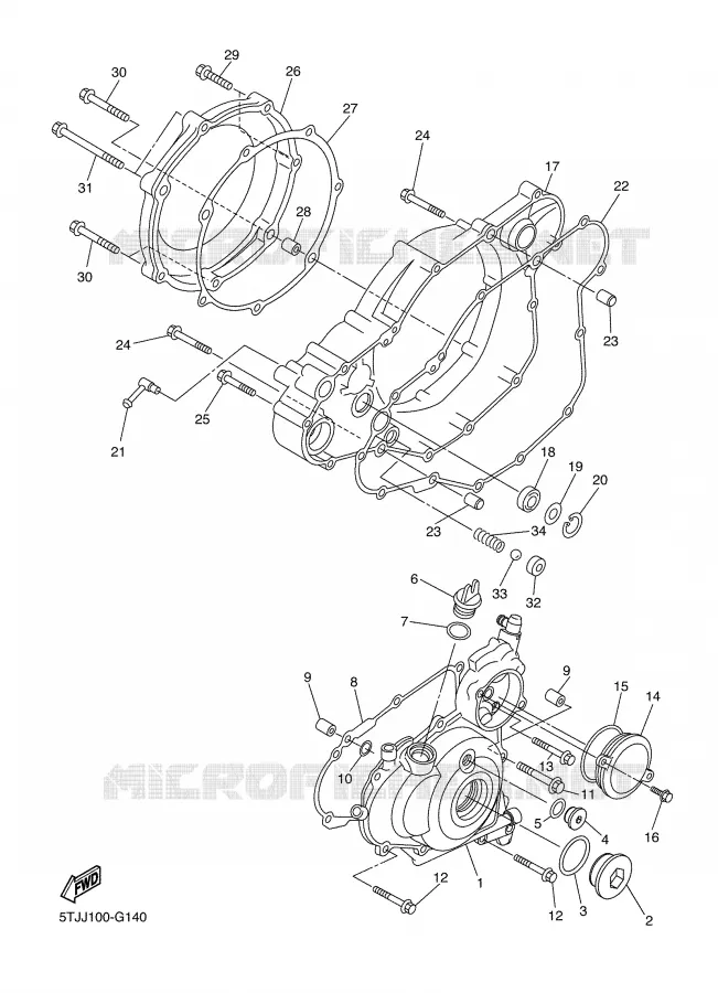 CARTER - MOTEUR 1 Yamaha MOTO 450 2009 WRF  WR450FY