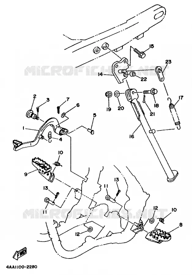 SUPPORT / REPOSE PIEDS Yamaha MOTO 500 1992 WRZ  WR500ZD