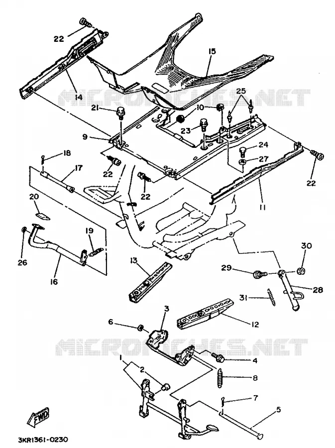 SUPPORT / REPOSE PIEDS Yamaha SCOOTER 125 1993 BELUGA  XC125