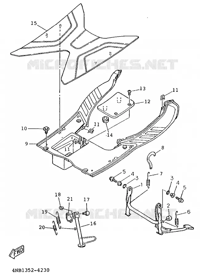 SUPPORT / REPOSE PIEDS Yamaha SCOOTER 125 1995 BELUGA  XC125