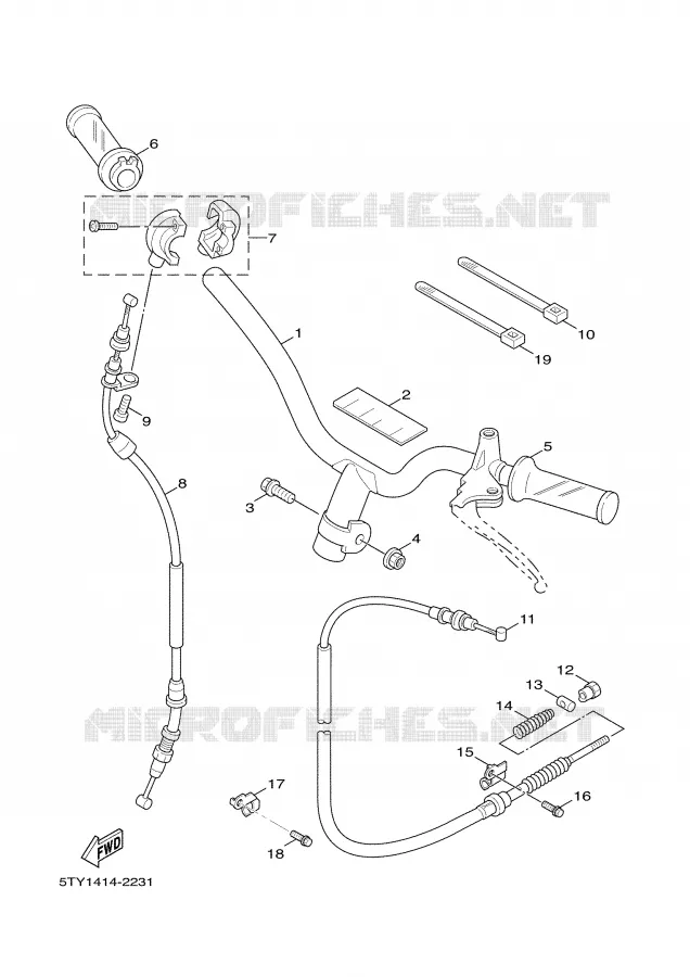 GUIDON ET CABLES Yamaha SCOOTER 125 2005 CYGNUS  XC125