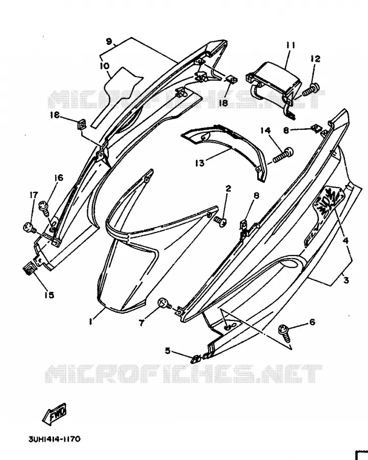 COUVERCLE LATERAL Yamaha SCOOTER 150 1992 FLY ONE  XC150