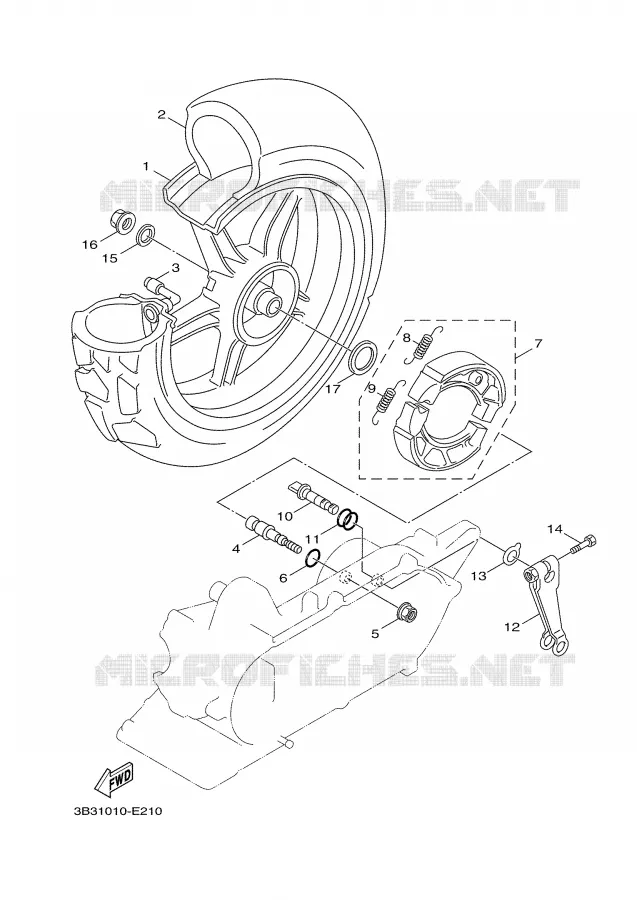 ROUE ARRIERE Yamaha SCOOTER 50 2007 GIGGLE  XF50