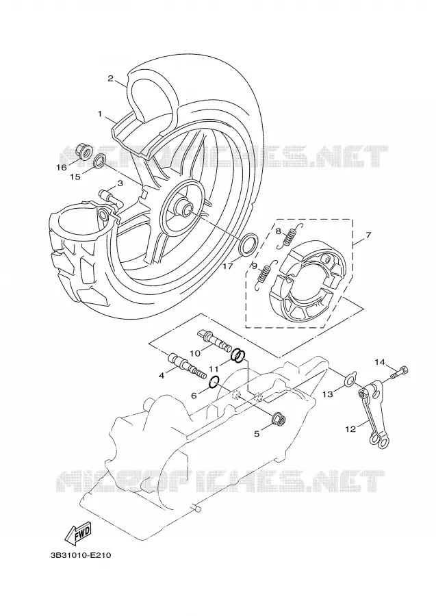 ROUE ARRIERE Yamaha SCOOTER 50 2007 GIGGLE  XF50