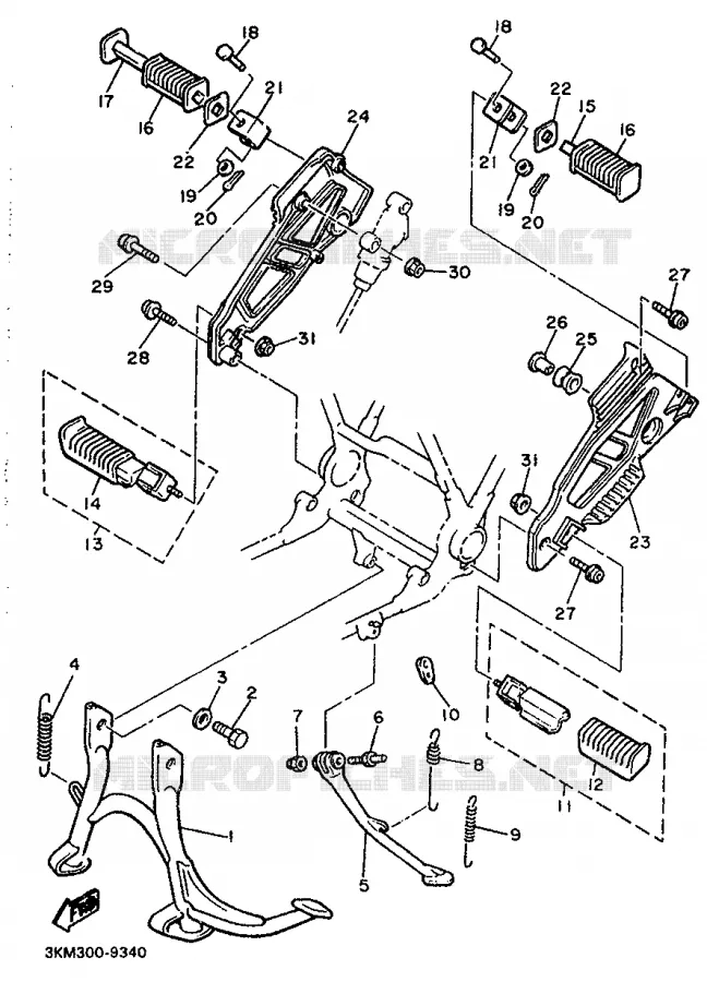 SUPPORT / REPOSE PIEDS Yamaha MOTO 600 1990 XJ  XJ600