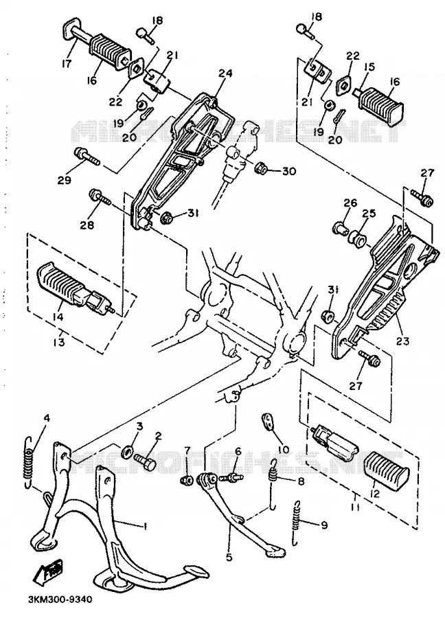 SUPPORT / REPOSE PIEDS Yamaha MOTO 600 1990 XJ  XJ600