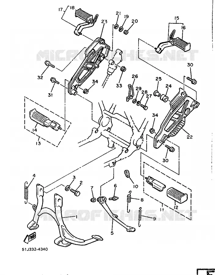 SUPPORT / REPOSE PIEDS Yamaha MOTO 600 1986 XJ  XJ600 (54KW)