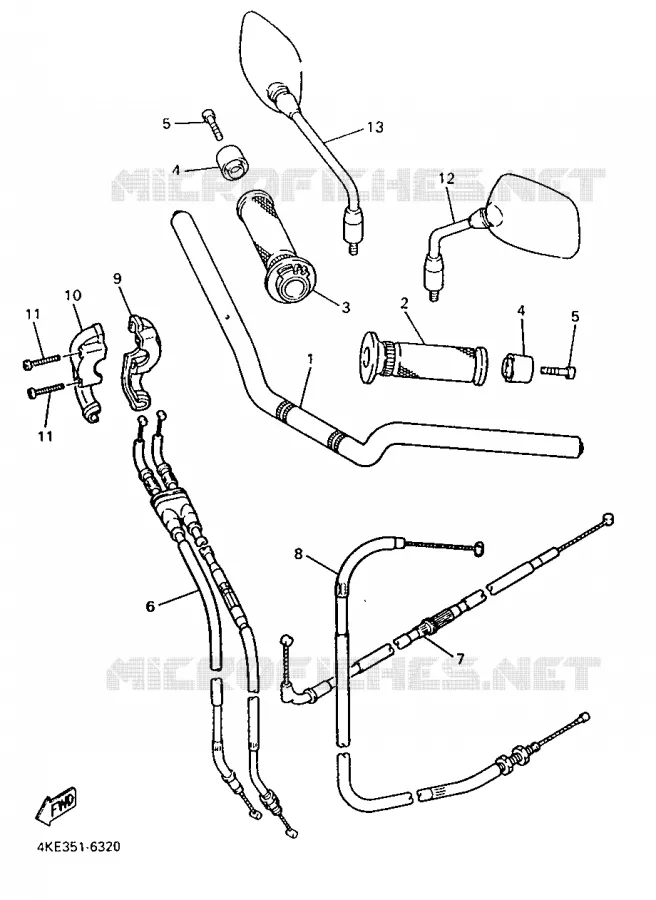 GUIDON ET CABLES Yamaha MOTO 600 1996 XJN  XJ600N