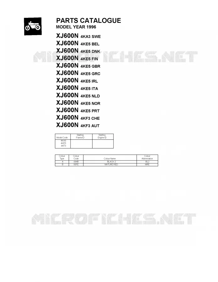 * CATALOG PREFACE * Yamaha MOTO 600 1996 XJN  XJ600N