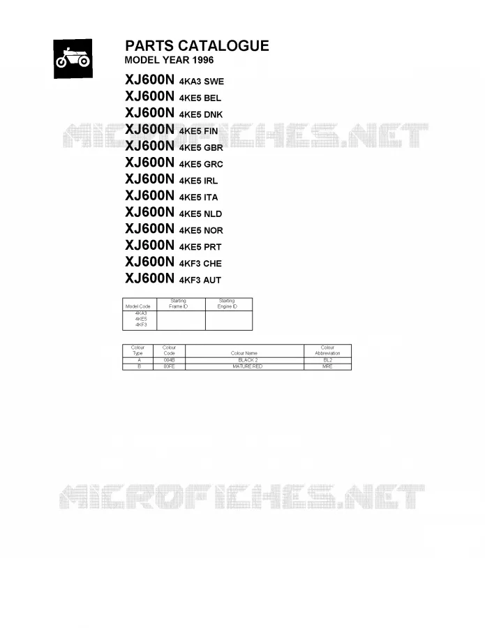 * CATALOG PREFACE * Yamaha MOTO 600 1996 XJN  XJ600N