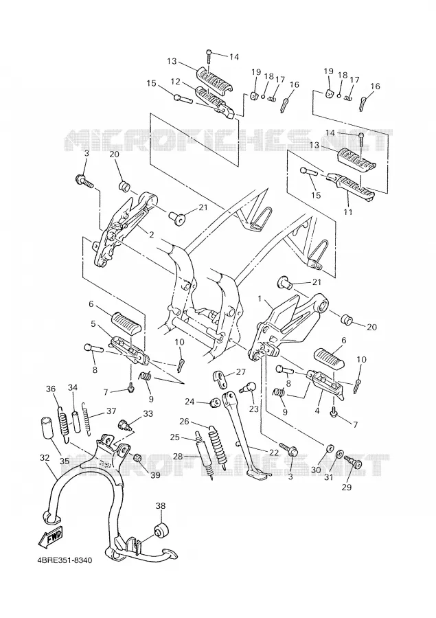 SUPPORT / REPOSE PIEDS Yamaha MOTO 600 2000 XJN  XJ600N