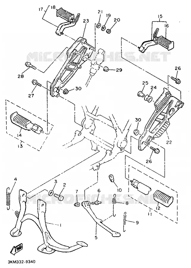 SUPPORT / REPOSE PIEDS Yamaha MOTO 600 1990 XJ  XJ600N (37KW)