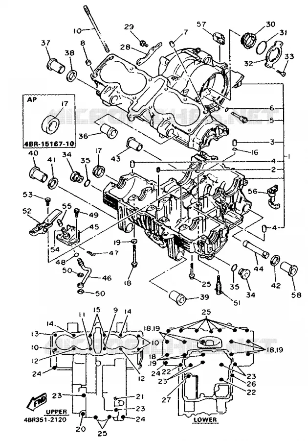 CARTER MOTEUR Yamaha MOTO 600 1992 XJS DIVERSION  XJ600S