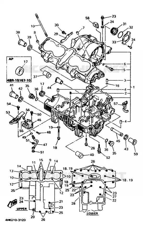 CARTER MOTEUR Yamaha MOTO 600 1996 XJS DIVERSION  XJ600S