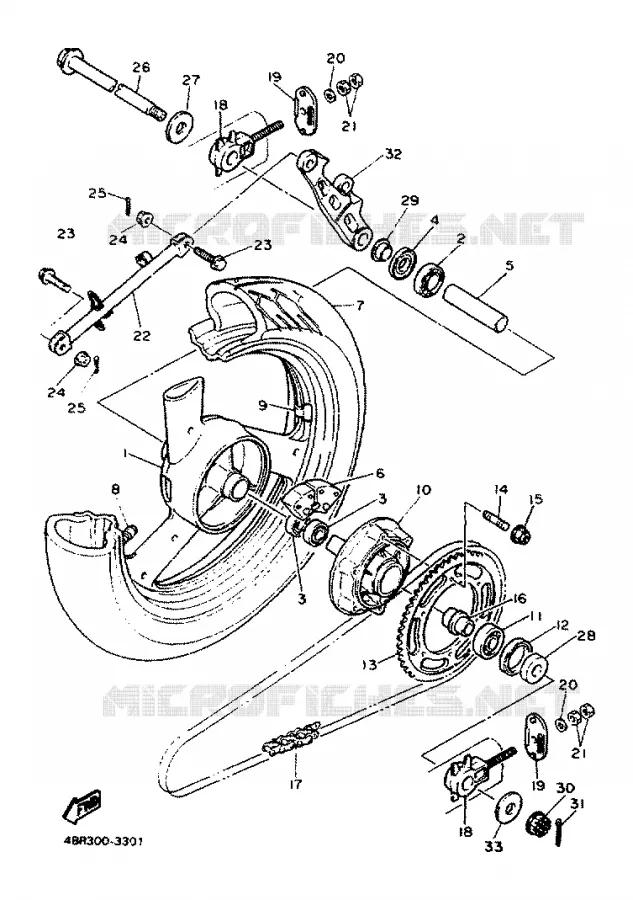 ROUE ARRIERE Yamaha MOTO 600 1996 XJS DIVERSION  XJ600S