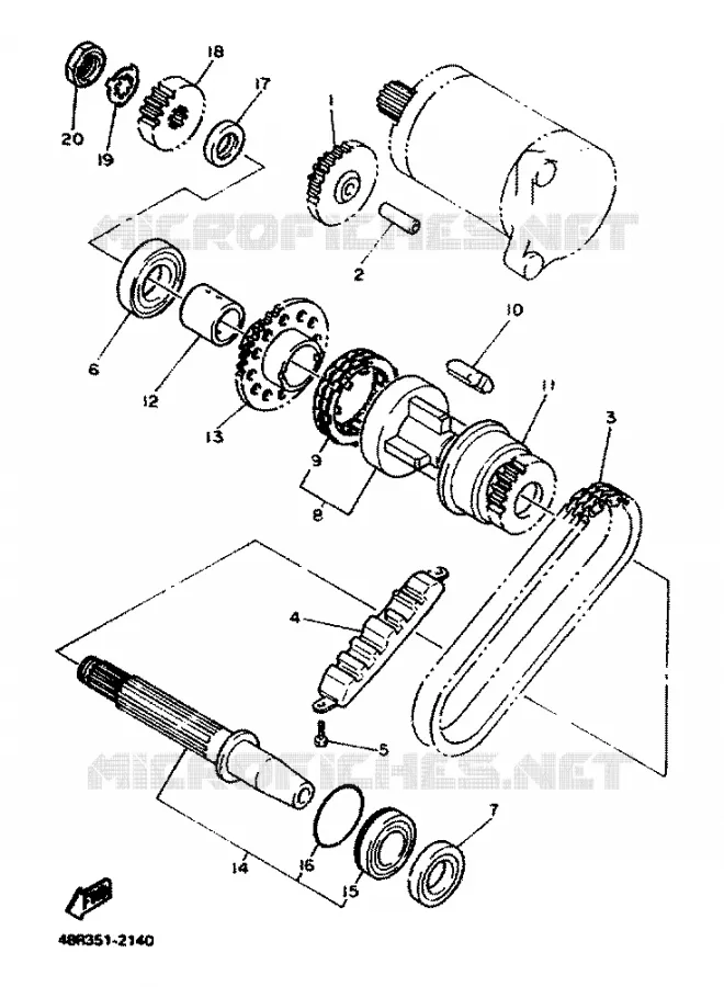 EMBRAYAGE DE DEMARREUR Yamaha MOTO 600 1996 XJS DIVERSION  XJ600S