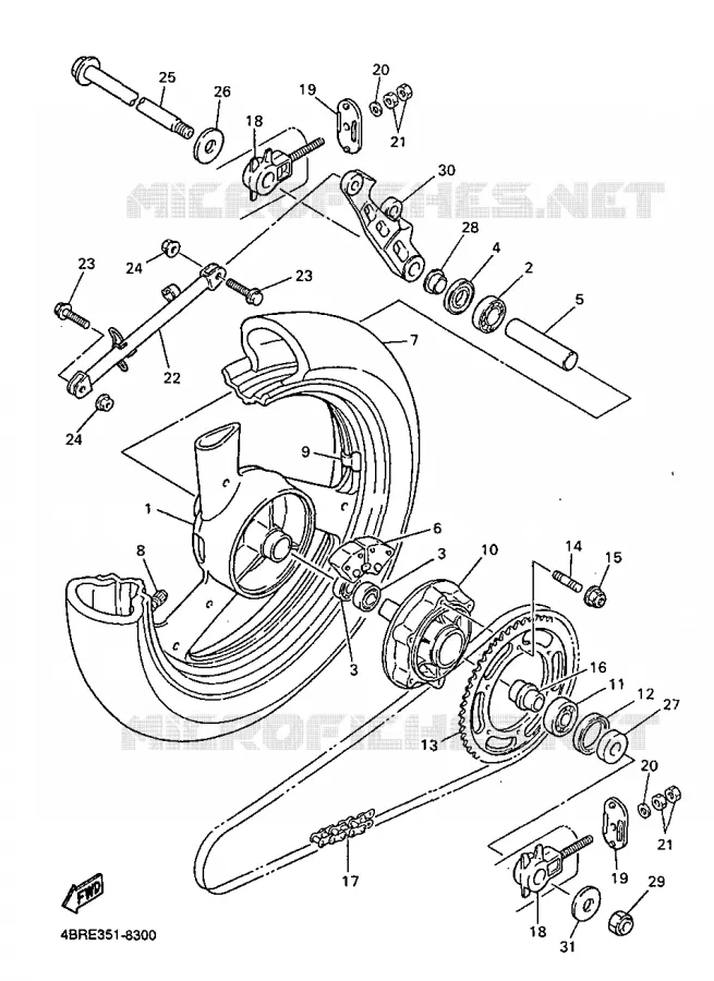 ROUE ARRIERE Yamaha MOTO 600 1998 XJS DIVERSION  XJ600S