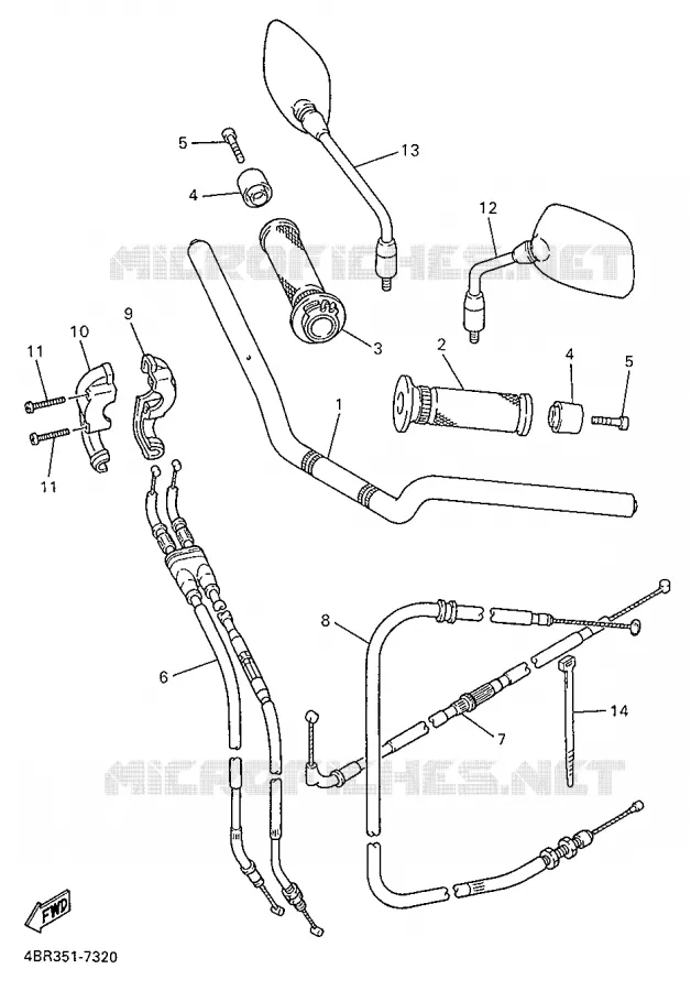 GUIDON ET CABLES Yamaha MOTO 600 1999 XJS DIVERSION  XJ600S