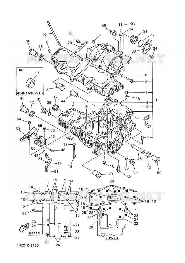 CARTER MOTEUR Yamaha MOTO 600 2000 XJS DIVERSION  XJ600S