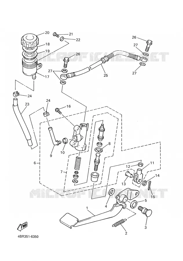 MAITRE CYLINDRE DE FREIN ARRIERE Yamaha MOTO 600 2000 XJS DIVERSION  XJ600S
