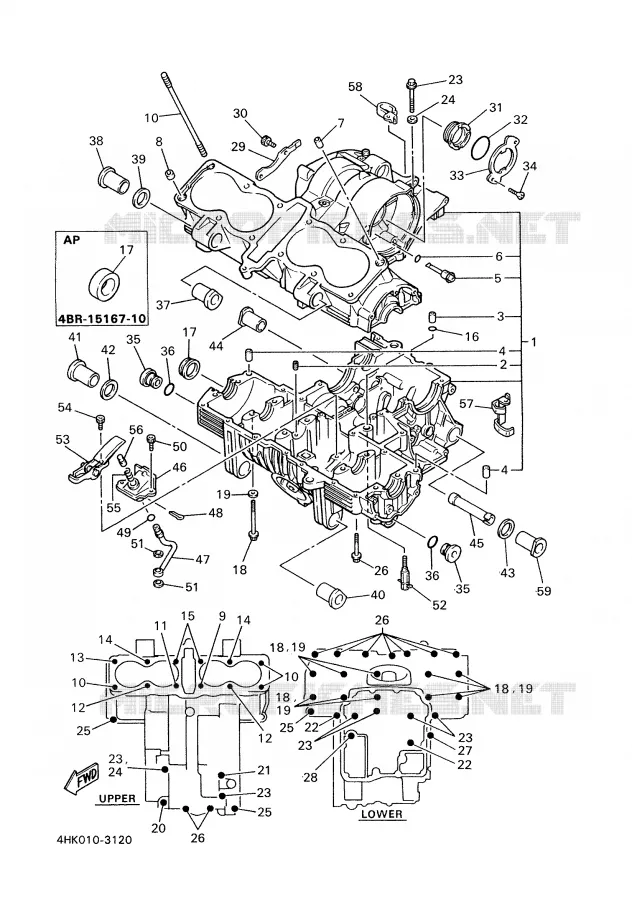 CARTER MOTEUR Yamaha MOTO 600 2000 XJS DIVERSION  XJ600S