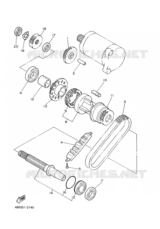 EMBRAYAGE DE DEMARREUR Yamaha MOTO 600 2001 XJS DIVERSION  XJ600S