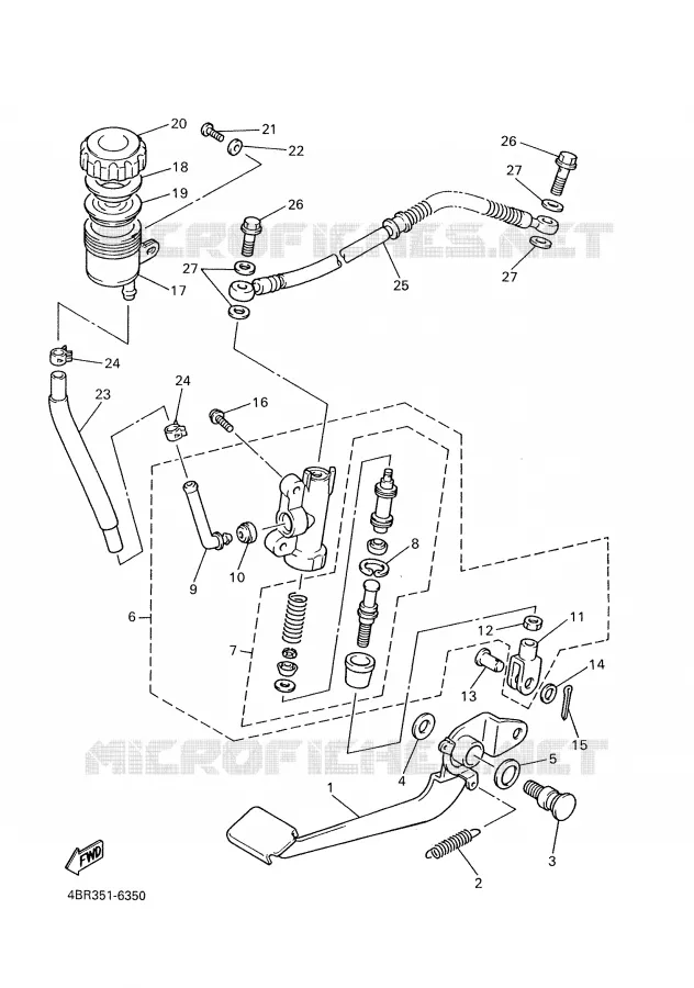 MAITRE CYLINDRE DE FREIN ARRIERE Yamaha MOTO 600 2001 XJS DIVERSION  XJ600S