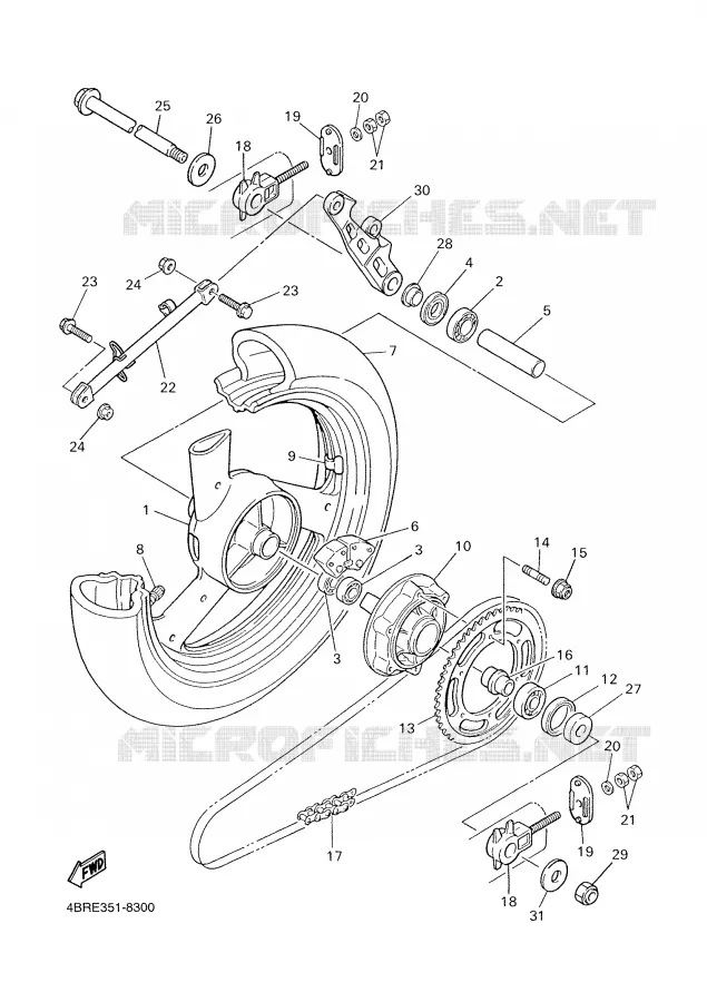 ROUE ARRIERE Yamaha MOTO 600 2001 XJS DIVERSION  XJ600S