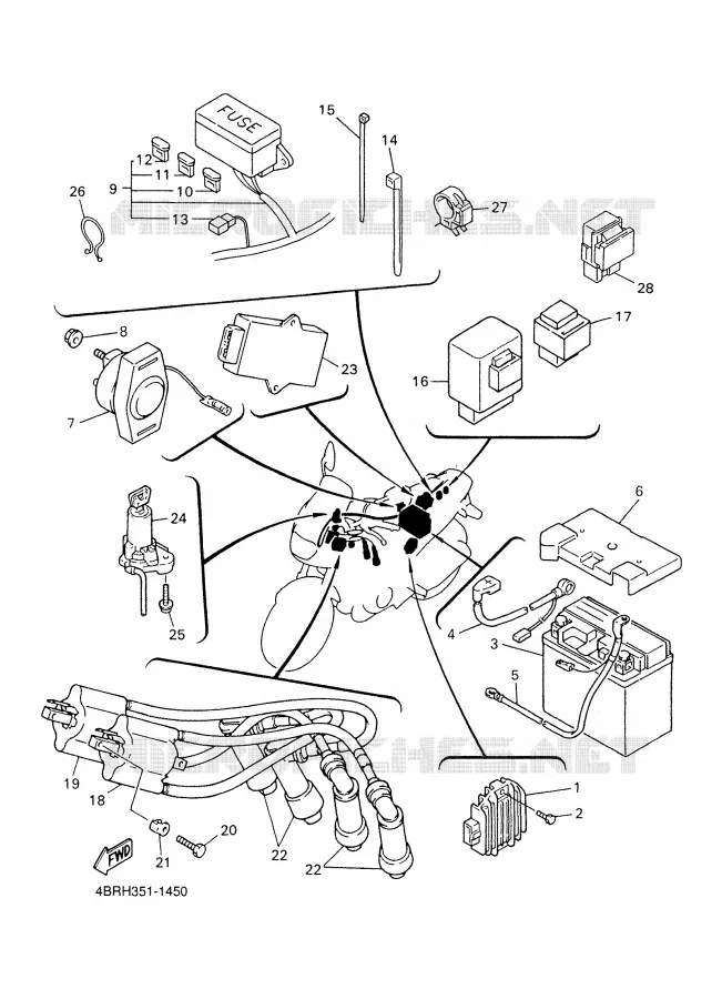 PARTIE ELECTRIQUE 1 Yamaha MOTO 600 2001 XJS DIVERSION  XJ600S