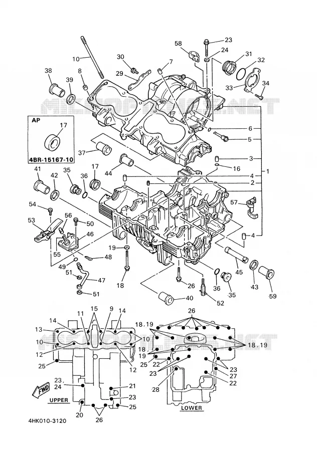 CARTER MOTEUR Yamaha MOTO 600 2002 XJS DIVERSION  XJ600S