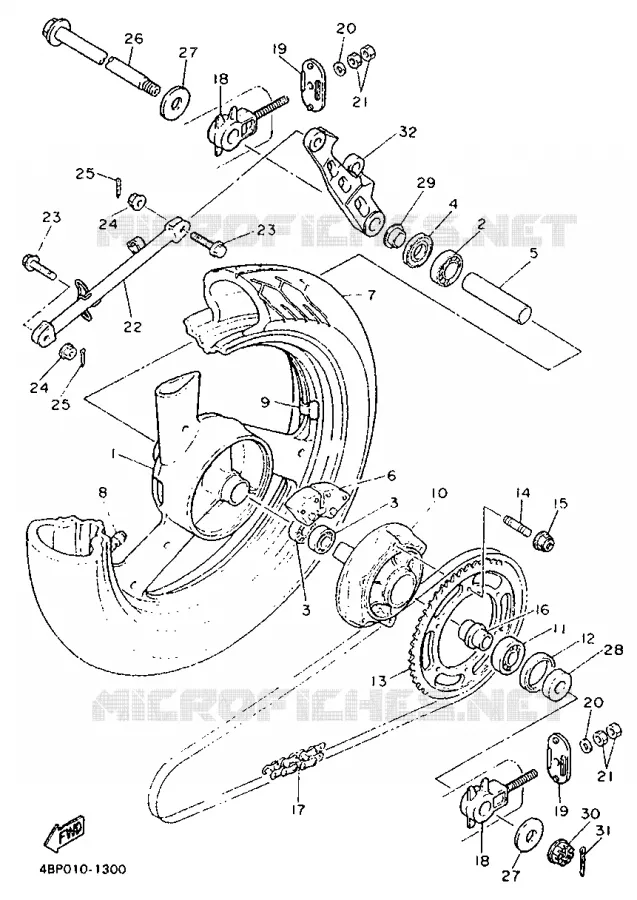 ROUE ARRIERE Yamaha MOTO 600 1992 XJS DIVERSION  XJ600S (37KW)