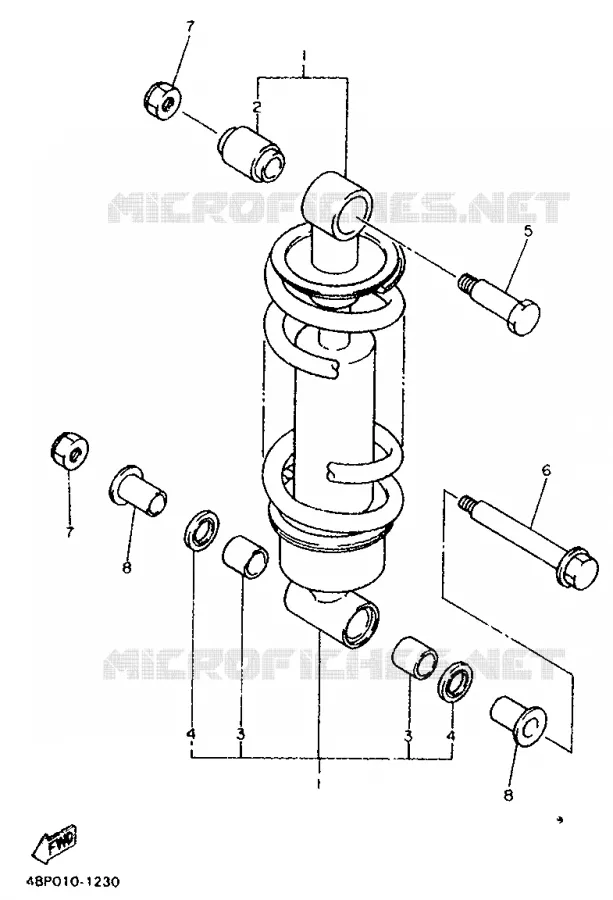 AMORTISSEUR ARRIERE Yamaha MOTO 600 1994 XJS DIVERSION  XJ600S (37KW)