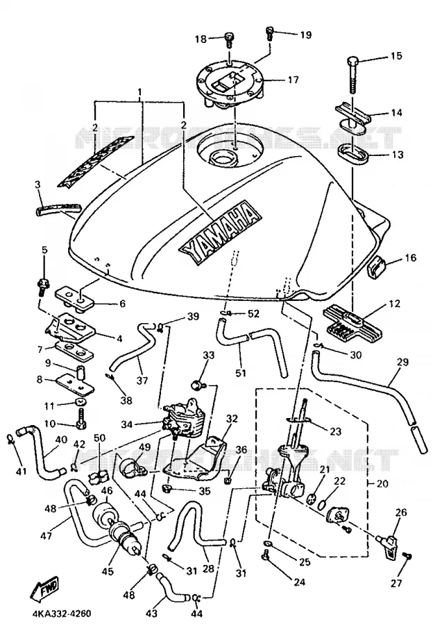 RESERVOIR A ESSENCE Yamaha MOTO 600 1994 XJS DIVERSION  XJ600S (37KW)