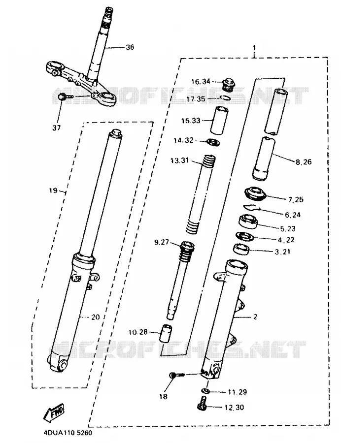 FOURCHE Yamaha MOTO 600 1995 XJS DIVERSION  XJ600S (37KW)