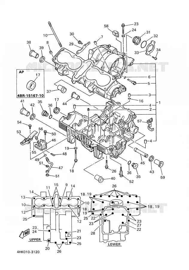 CARTER MOTEUR Yamaha MOTO 600 1997 XJS DIVERSION  XJ600S