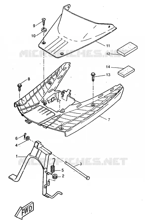 SUPPORT / REPOSE PIEDS Yamaha SCOOTER 50 1998 BOOSTER  CW50RS