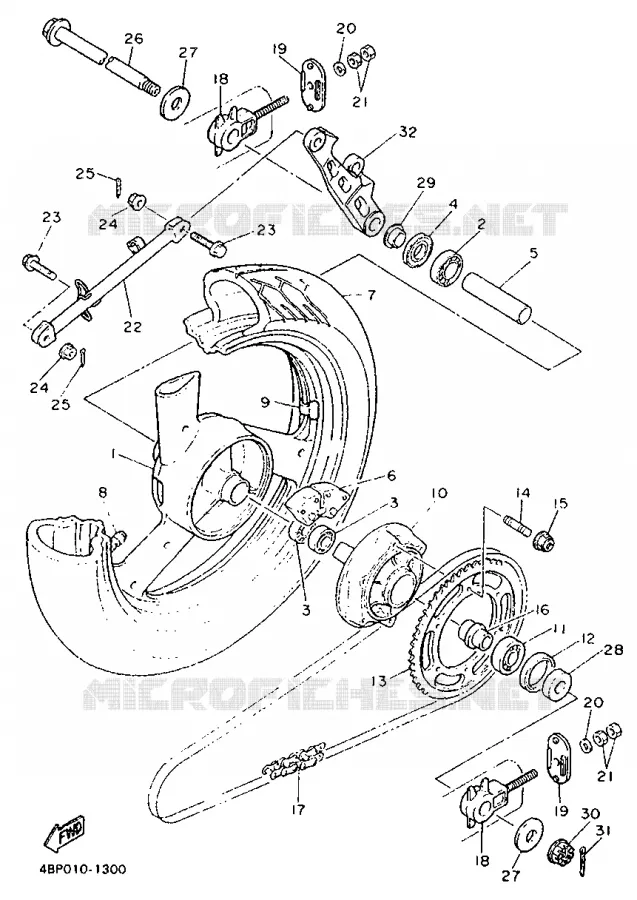 ROUE ARRIERE Yamaha MOTO 600 1992 XJS DIVERSION  XJ600SN (20.3KW