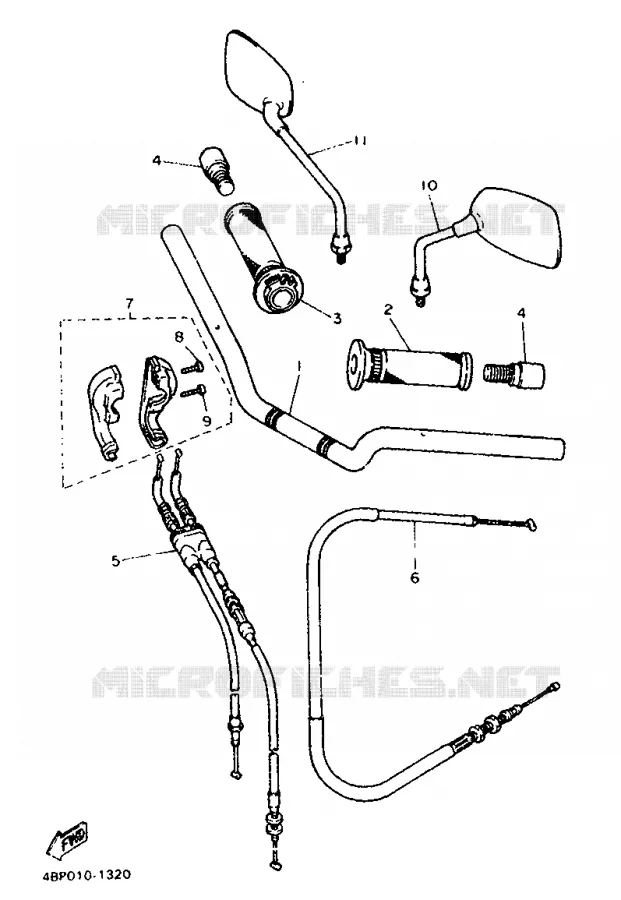 GUIDON ET CABLES Yamaha MOTO 600 1992 XJS DIVERSION  XJ600SN (20.3KW