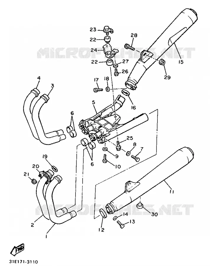 ECHAPPEMENT Yamaha MOTO 900 1990 XJ  XJ900