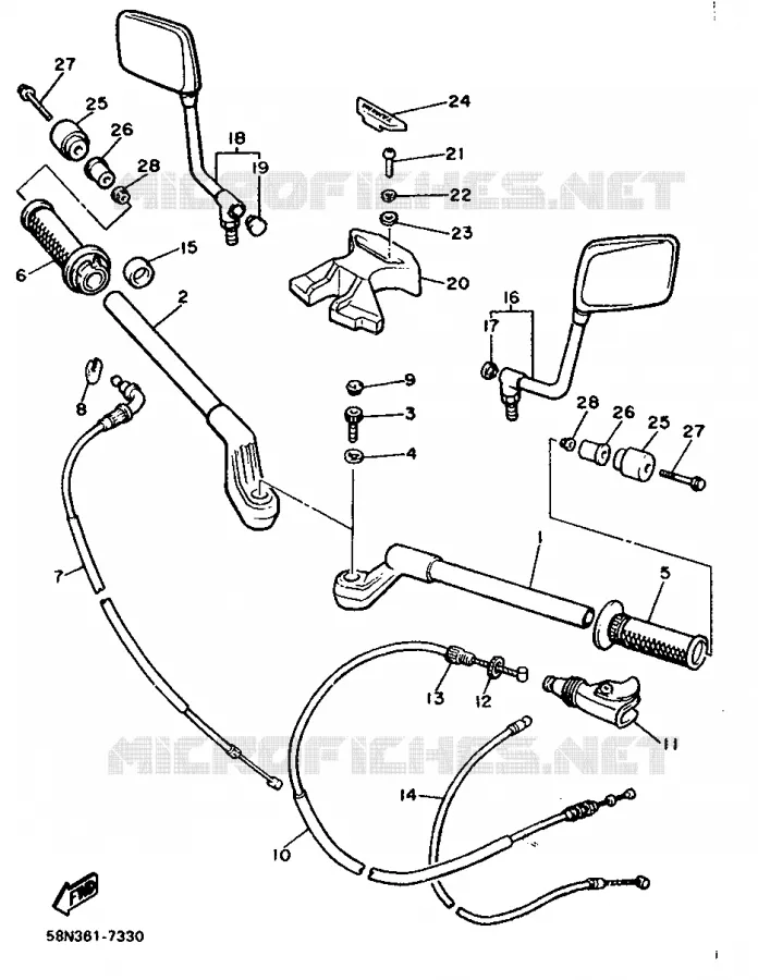 GUIDON ET CABLES Yamaha MOTO 900 1989 XJ  XJ900F