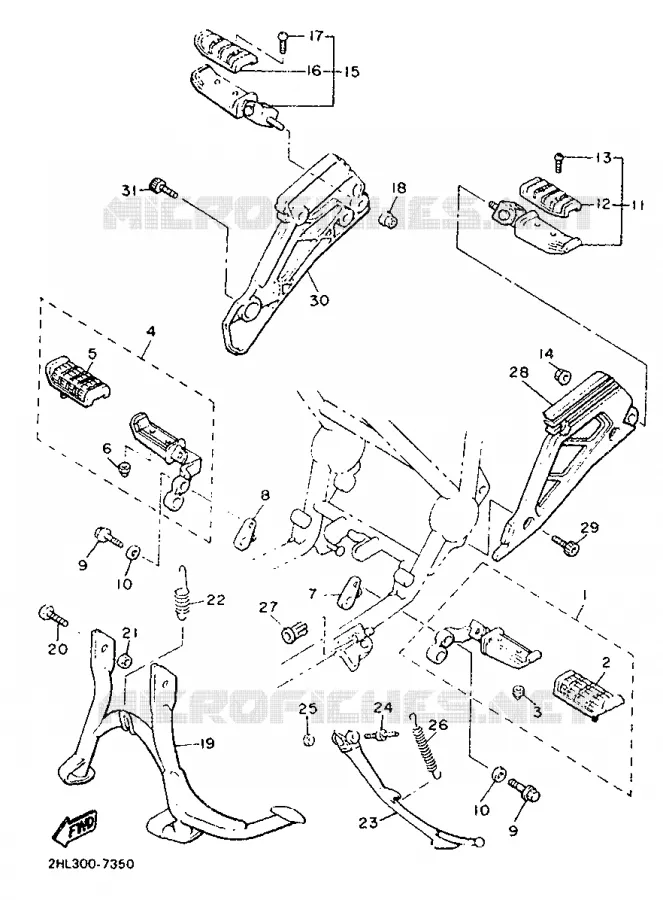 SUPPORT / REPOSE PIEDS Yamaha MOTO 900 1992 XJ  XJ900F