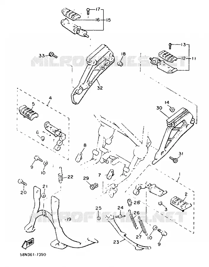SUPPORT / REPOSE PIEDS Yamaha MOTO 900 1992 XJ  XJ900F