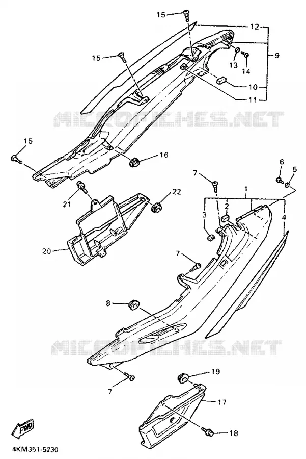 COUVERCLE LATERAL Yamaha MOTO 900 1995 DIVERSION  XJ900S