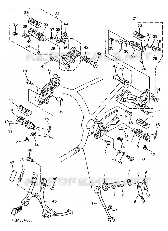 SUPPORT / REPOSE PIEDS Yamaha MOTO 900 1996 DIVERSION  XJ900S