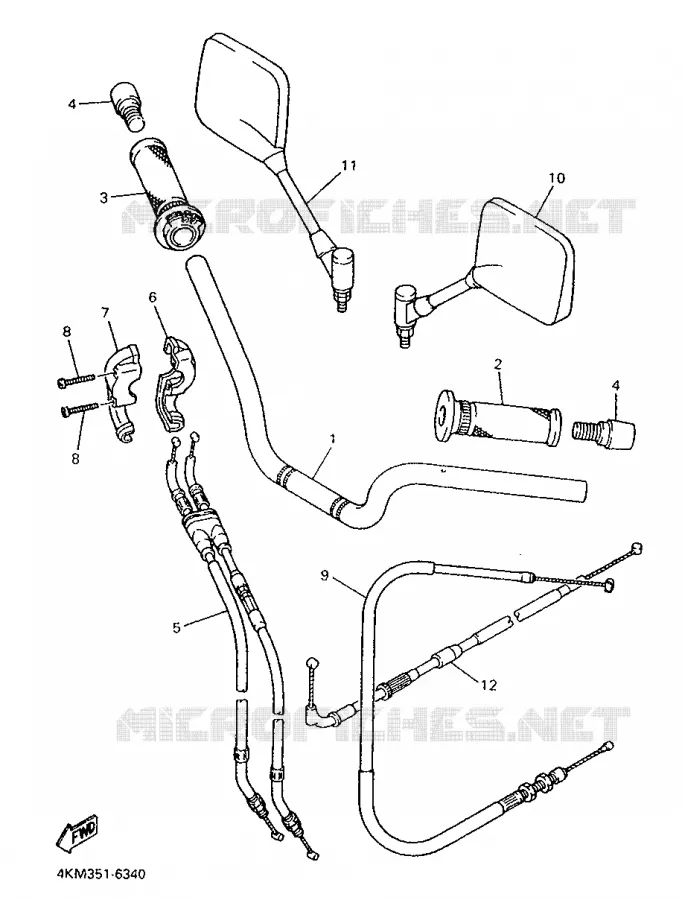 GUIDON ET CABLES Yamaha MOTO 900 1996 DIVERSION  XJ900S